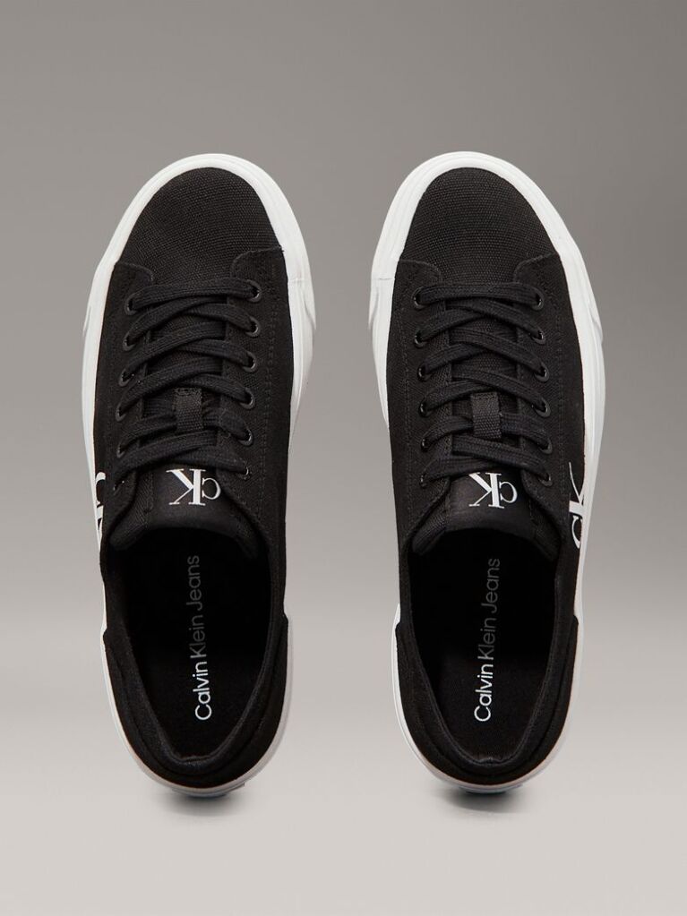 Black Canvas Platform Trainers  Women