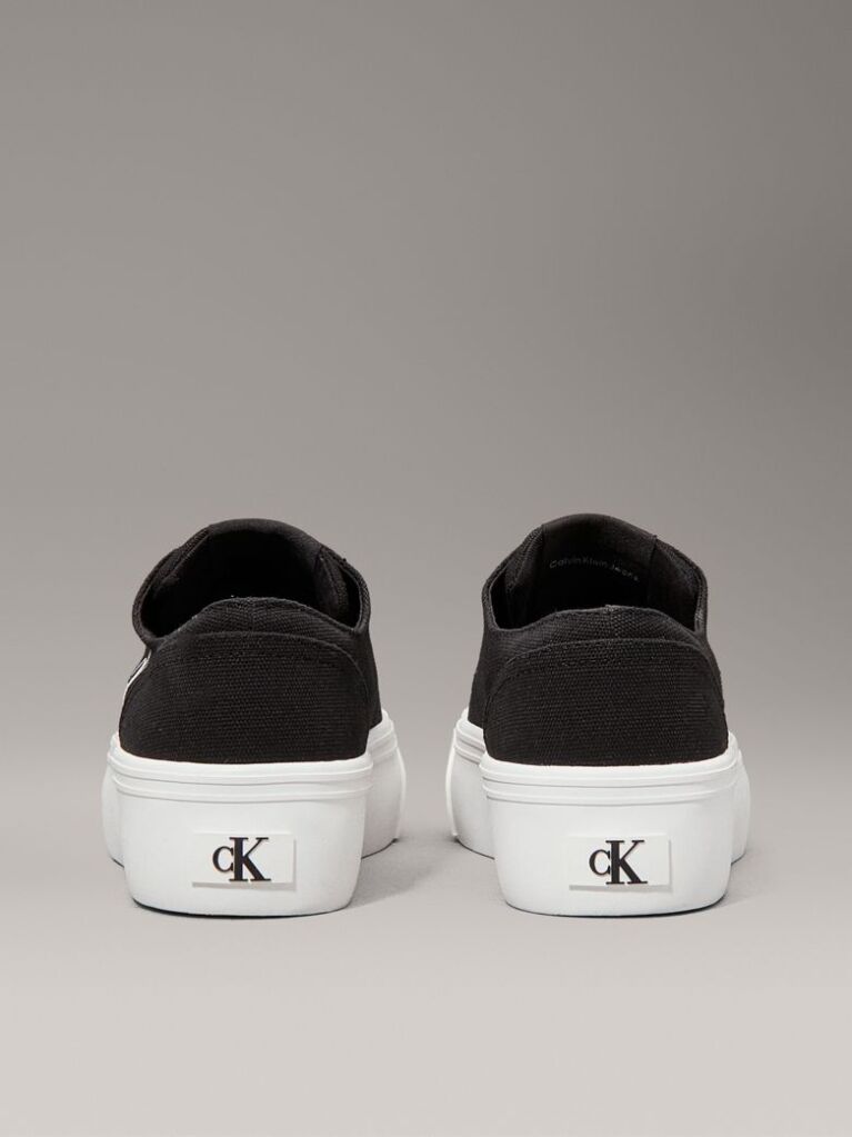 Black Canvas Platform Trainers  Women
