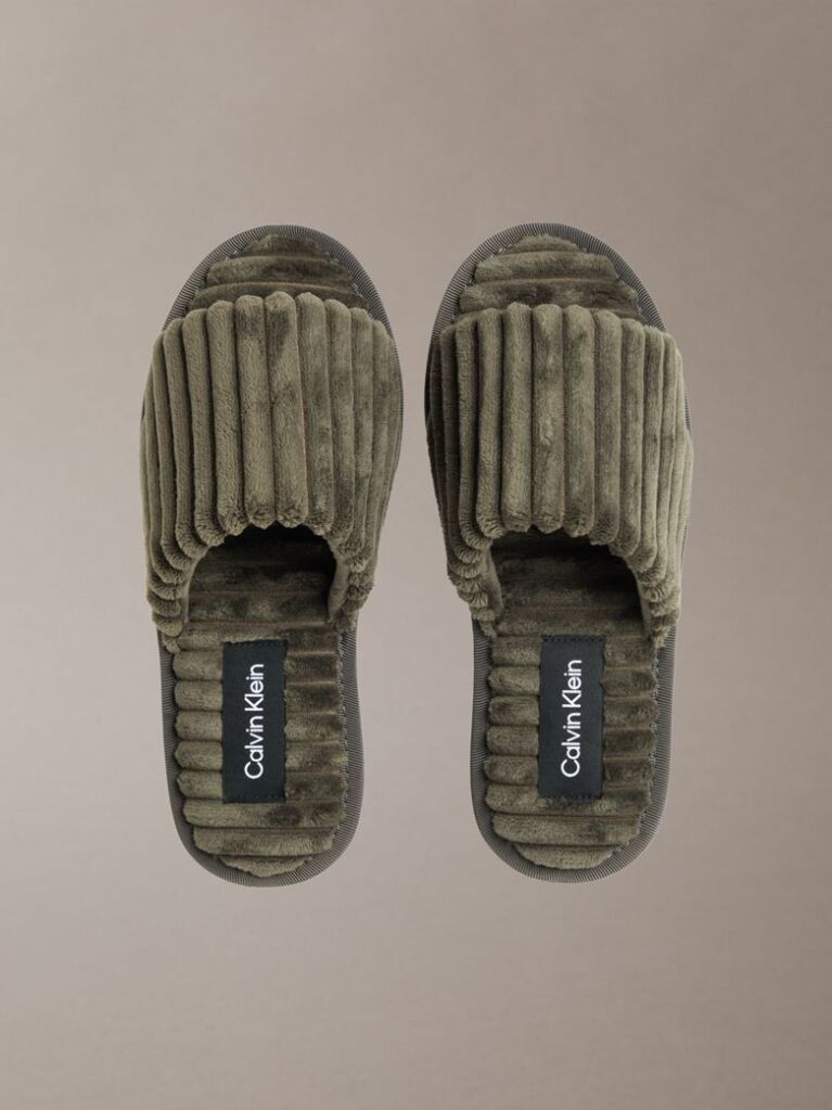 Grey Soft Padded Corduroy Slippers  Women