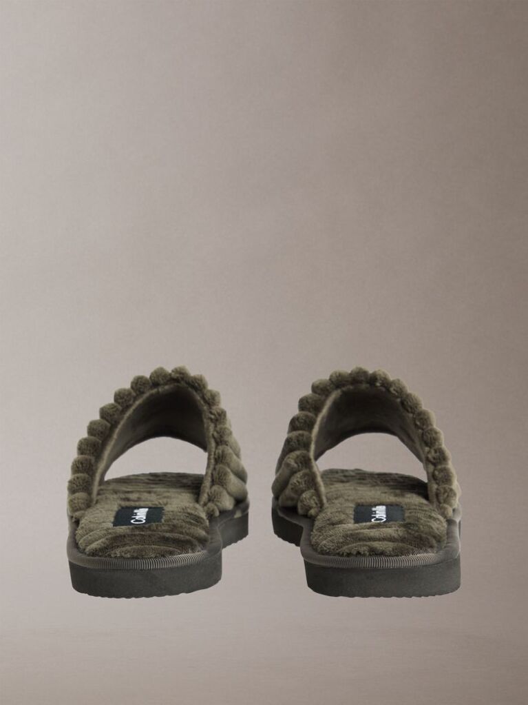 Grey Soft Padded Corduroy Slippers  Women