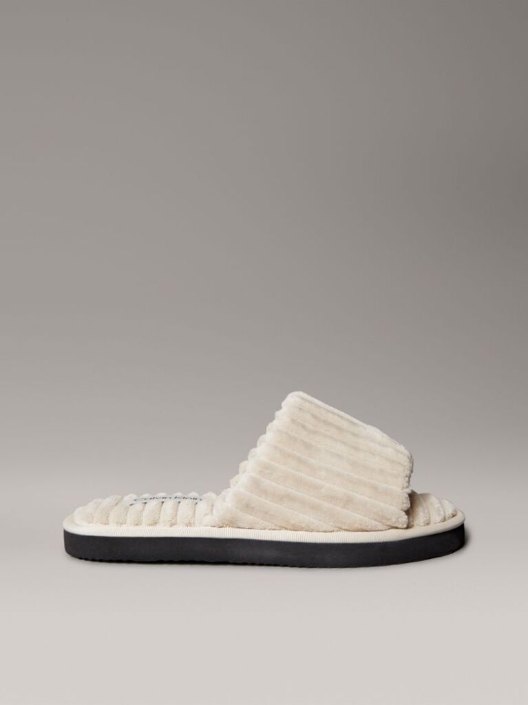Grey Soft Padded Corduroy Slippers  Women