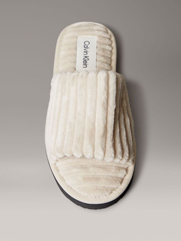 Grey Soft Padded Corduroy Slippers  Women