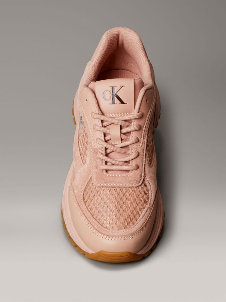 Ροζ Sneakers Από Δέρμα Και Αναπνεύσιμο Δίχτυ  Γυναίκα