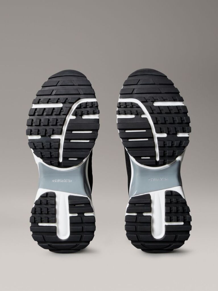 Black Suede and Emblem Logo Nylon Trainers  Women