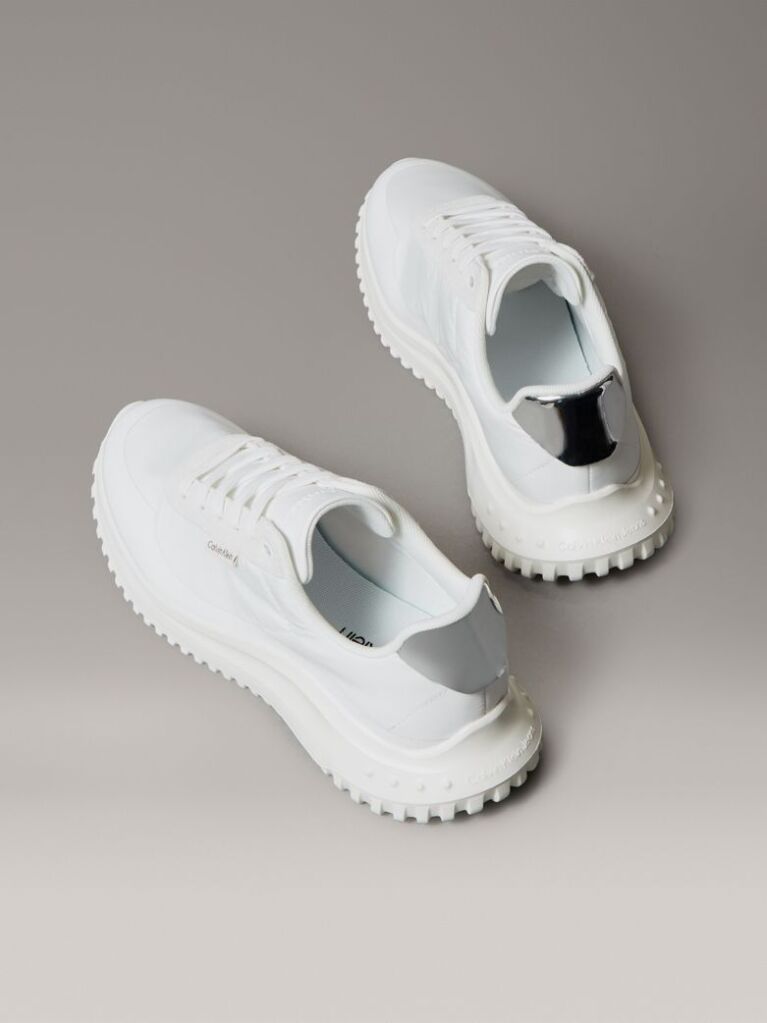 White Mirrored Silver Tab Ultralight Trainers  Women