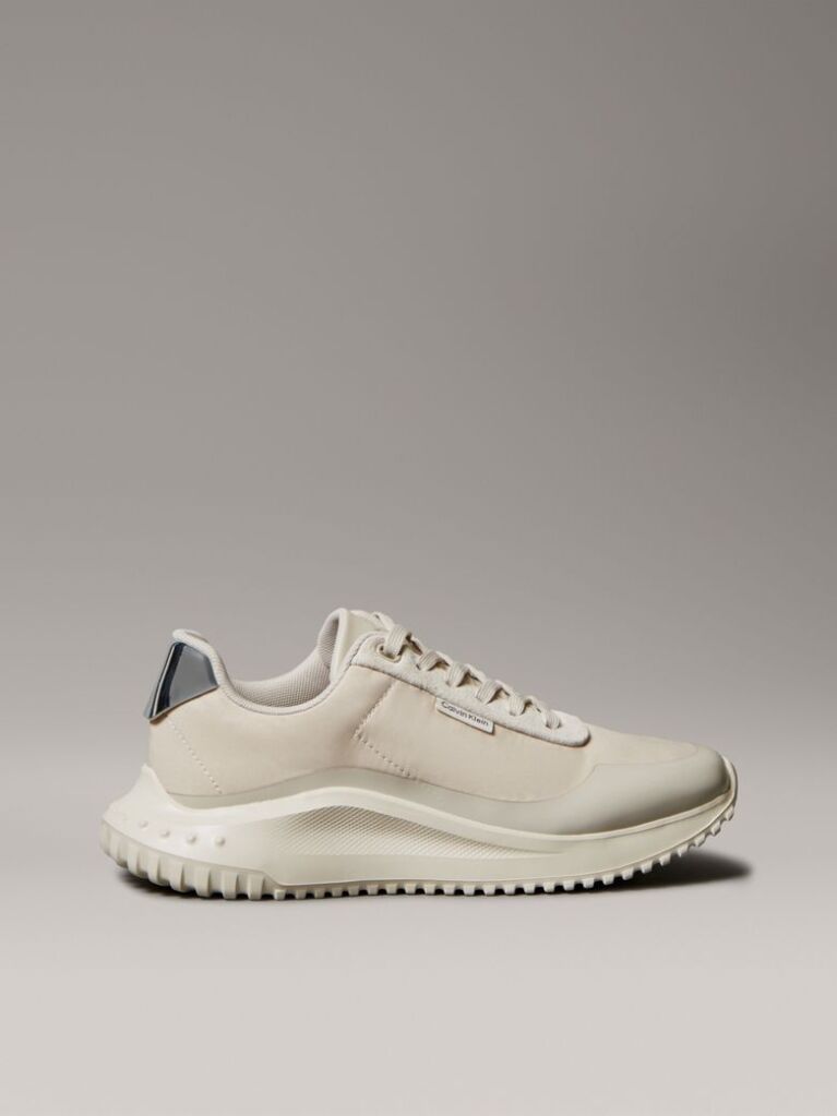 Beige Mirrored Silver Tab Ultralight Trainers  Women