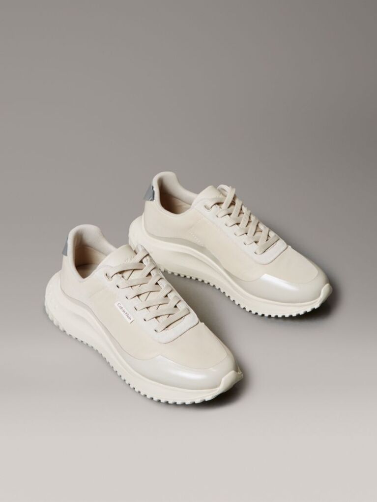 Beige Mirrored Silver Tab Ultralight Trainers  Women