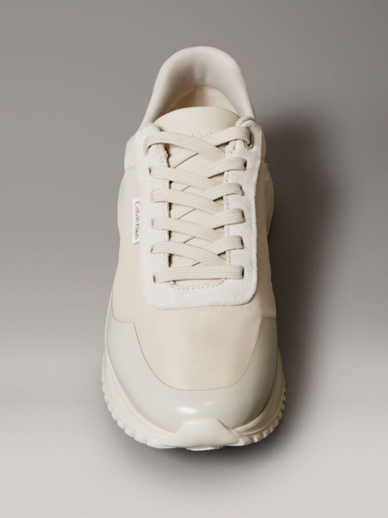 Beige Mirrored Silver Tab Ultralight Trainers  Women