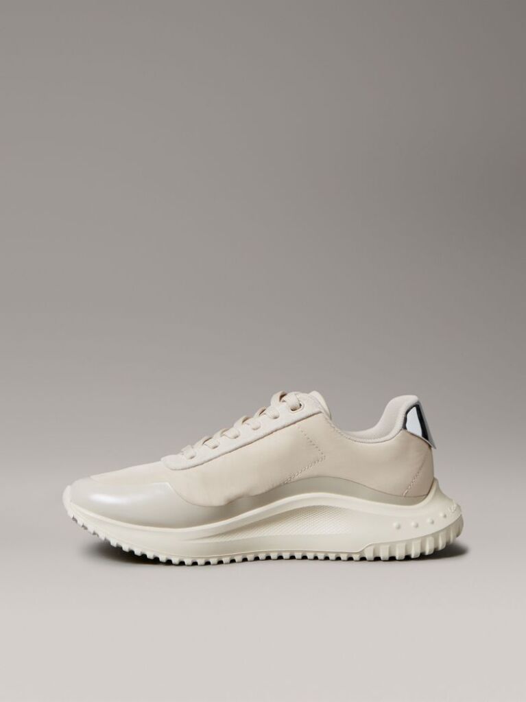 Beige Mirrored Silver Tab Ultralight Trainers  Women