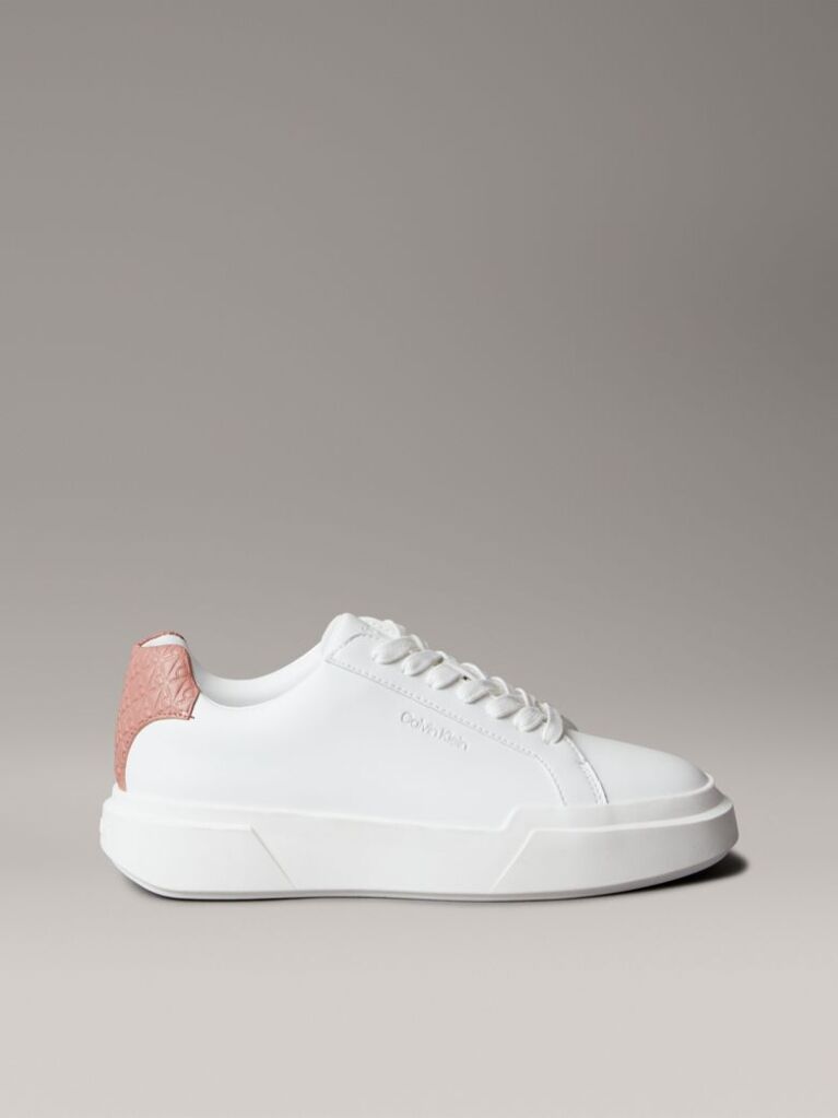 White CK Avenue - Smooth Leather Logo Trainers  Women
