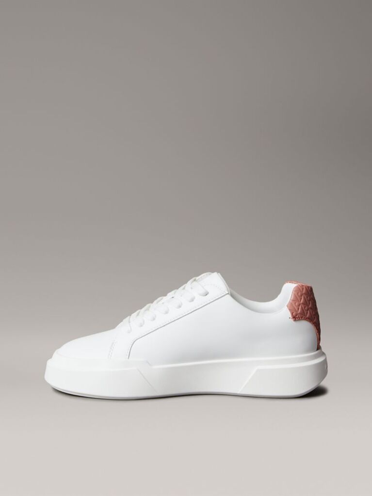 White CK Avenue - Smooth Leather Logo Trainers  Women