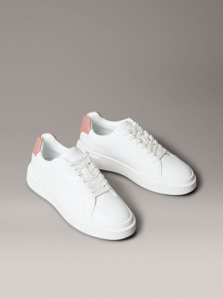 White CK Avenue - Smooth Leather Logo Trainers  Women