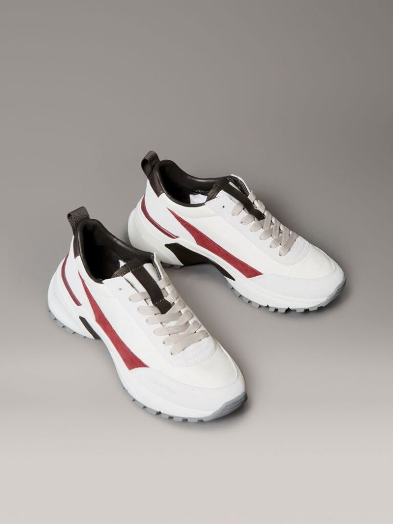 White Suede and Nylon Runner Trainers  Women