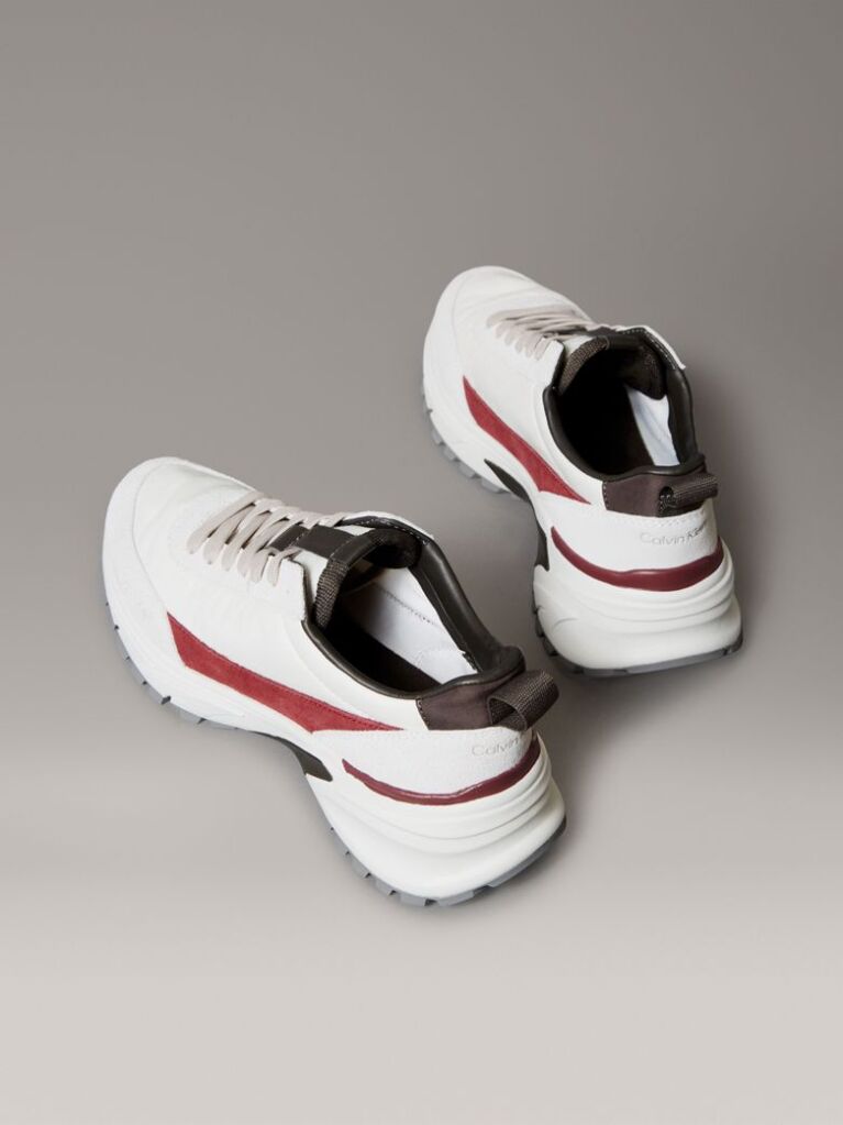 White Suede and Nylon Runner Trainers  Women